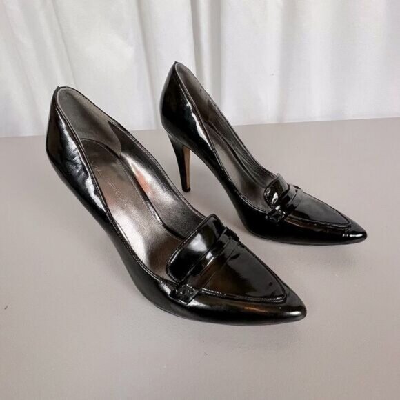 VIA SPIGA WOMENS PATENT LEATHER HEELS BLACK SIZE 8M - Picture 1 of 8